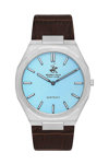 BEVERLY HILLS POLO CLUB Slim Tech 5 Brown Leather Strap