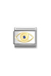 NOMINATION Link 'Greek Eye' made of Stainless Steel and 18ct Gold with Glitter