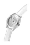 GUESS Glitz Plaque Crystals White Leather Strap