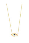 Necklace 14ct Gold Eye and Pearls with Enamel SAVVIDIS