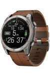 GARMIN Fenix 8 51mm AMOLED Sapphire Titanium with Chestnut Brown Leather Strap