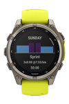 GARMIN Fenix 8 47mm Solar Sapphire Titanium with Amp Yellow Silicone Band