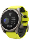 GARMIN Fenix 8 51mm Solar Sapphire Titanium with Amp Yellow Silicone Band