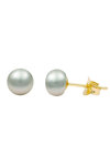 SAVVIDIS Earrings 14ct Gold with 5.5 - 6.0 mm Grey Fresh Water Button Pearls