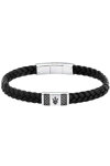 MASERATI Stainless Steel and Recycled Leather Bracelet