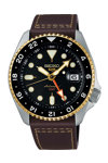 SEIKO 5 Sports SKX GMT Automatic Dual Time Brown Leather Strap