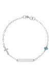 9ct White Gold Kids bracelet ID with Evil Eye by Ino&Ibo