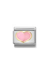 NOMINATION Link 'Pink Heart' made of Stainless Steel and 18ct Gold with Enamel