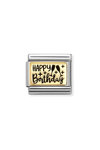 NOMINATION Link 'Happy Birthday' made of Stainless Steel and 18ct Gold