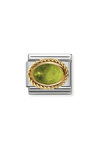 NOMINATION Link made of Stainless Steel and 18ct Gold with Peridot