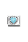 NOMINATION Link 'Heart' made of Stainless Steel and Sterling Silver with Zircons