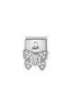 Link NOMINATION Animals 'Butterfly' made of Stainless Steel and Sterling Silver with Zircons