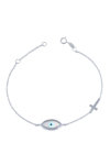 9ct White Gold Bracelet with Evil Eye made of Mother of Pearl by SAVVIDIS