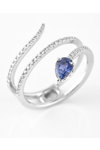 Ring SAVVIDIS 18ct White Gold with Diamonds and Sapphire (No 52)