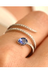 Ring SAVVIDIS 18ct White Gold with Diamonds and Sapphire (No 52)