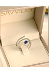 Ring SAVVIDIS 18ct White Gold with Diamonds and Sapphire (No 52)