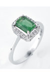 Ring SAVVIDIS 18ct White Gold with Diamonds and Emerald (No 52)