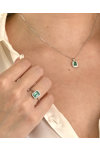 Ring SAVVIDIS 18ct White Gold with Diamonds and Emerald (No 52)