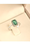 Ring SAVVIDIS 18ct White Gold with Diamonds and Emerald (No 52)