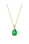 Νecklace Tear 18ct Gold with Diamond and Emerald by SAVVIDIS