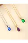 Νecklace Tear 18ct Gold with Diamond and Emerald by SAVVIDIS