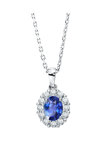 Necklace Rosette 18ct White Gold with Diamonds and Sapphire by SAVVIDIS