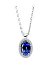 Necklace Rosette 18ct White Gold with Diamonds and Sapphire by SAVVIDIS