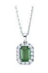 Necklace Rosette 18ct White Gold with Diamonds and Emerald by SAVVIDIS