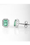 Earrings Rosette 18ct White Gold with Diamonds and Emerald by SAVVIDIS