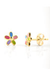 9ct Gold Earrings in Flower shape with Enamel by Ino&Ibo