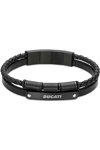 DUCATI CORSE Coraggio Stainless Steel and Leather Bracelet