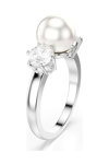 SWAROVSKI White Matrix Cocktail ring Crystal Pearl round cut (No 58)