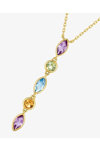 9K Gold Necklace with amethyst, citrine, peridot and blue topaz  by SAVVIDIS