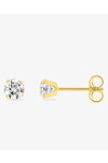 9K Gold Solitaire Earrings Zircon by SAVVIDIS (4.0 mm)