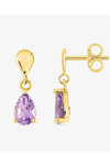 9K Gold Earrings Teardrop with amethyst by SAVVIDIS