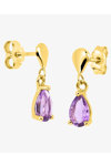 9K Gold Earrings Teardrop with amethyst by SAVVIDIS