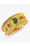 Gold Plated Sterling Silver Ring Byzantine Vergina with Zircon FaCaDoro (No 55)