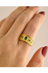 Gold Plated Sterling Silver Ring Byzantine Vergina with Zircon FaCaDoro (No 55)