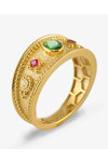 Gold Plated Sterling Silver Ring Byzantine Vergina with Zircon FaCaDoro (No 55)