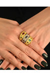 Gold Plated Sterling Silver Ring Byzantine Vergina with Zircon FaCaDoro (No 55)