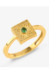 Gold Plated Sterling Silver Ring Byzantine Cyclades with Zircon FaCaDoro (No 55)