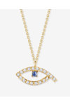 14K Gold Necklace Eye with sapphire and diamonds by FaCaDoro