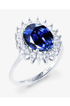 14K White Gold Ring Engagement Halo with Zircon by Facadoro (No 53)