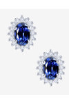 14K White Gold Earrings Halo with Zircons FaCaDoro