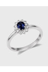 18K White Gold Ring Rosetta with Lab Grown Diamonds 0.22 ct and Sapphire 0.48 ct by DIAMOND JOOLS (No 54)