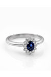 18K White Gold Ring Rosetta with Lab Grown Diamonds 0.22 ct and Sapphire 0.48 ct by DIAMOND JOOLS (No 54)