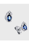 18K White Gold Earrings with Diamonds 0.07 ct and Sapphire 0.40 ct by DIAMOND JOOLS