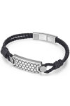 CATERPILLAR Basaltic Men's Stainless Steel and Leather Bracelet