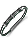 CERRUTI Vittorio Staninless Steel and Leather Bracelet