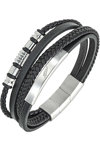 ALL BLACKS Mens Stainless Steel and Leather Bracelet